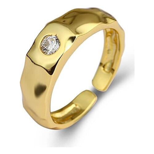 S925 sterling silver open ring net red light luxury index finger ring female European ins wind texture cz crystal personality