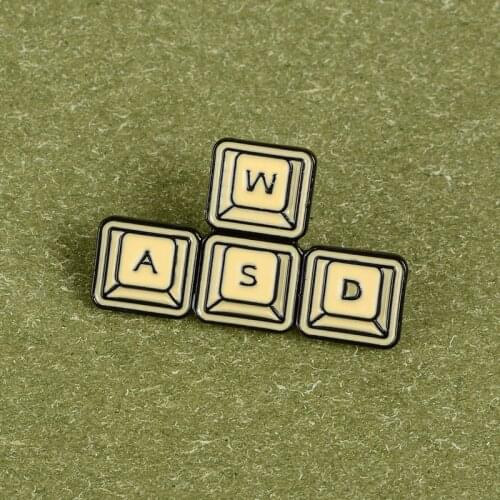 Gaming Keyboard WASD Enamel pin Daily Supplies Brooch for Game lovers Women Men Bag Clothes Lapel Pin Metal Computer icon Badge