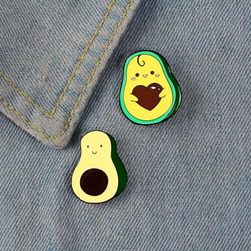 Cartoon Cute Fruit Avocado Heart Heart Enamel Brooch Pin Alloy Badge Cowboy Clothe Bag Accessories Woman Jewelry Gift For Friend