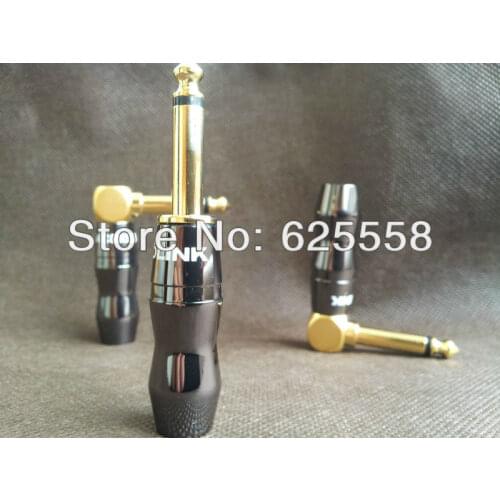1/pcs 1/4" 6.3mm Mono phone Male Plug gold/Guitar/Mic/PA cable/microphone jack