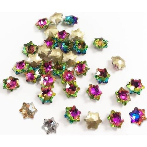 10Pcs Snowflake 3D Nail Art Decoration Charms Crystal Five Nails Jewelry White Diamond Alloy Winter Style Christmas Manicure DIY