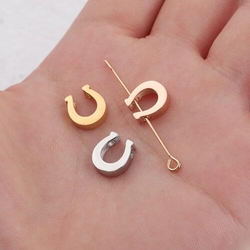 100% Stainless Steel Horseshoe Bead Charm For Jewelry Making 1.8mm Hole Metal Bead Mirror Polished 30pcs