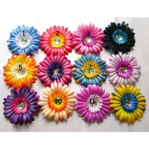 1200pcs double-color daisies Gerber With Headband baby hair bows girls hair clips flowers Flower