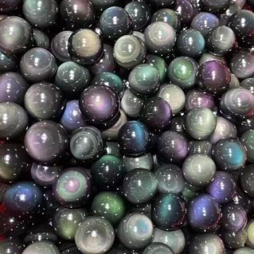 20mm Golden !! NATURAL CATS EYE OBSIDIAN QUARTZ CRYSTAL SPHERE BALL RARE 1pc