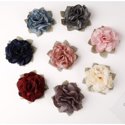 20pcs Fabric burned Flower Handmade Cloth Flowers Hand DIY Material Wedding Bouquet Flower Hair Cloth Accessories