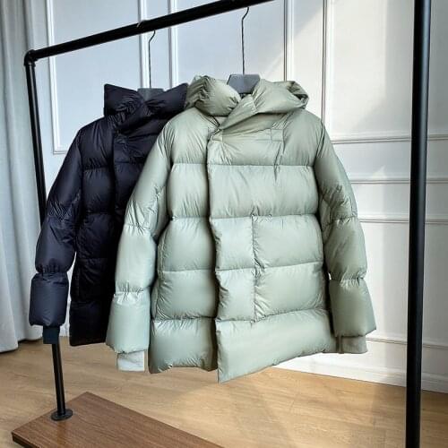 2021 Winter Short Down Parka Women Hooded 90% White Duck Down Jacket Thick Warm Loose Coat Female Zipper Soild Overcoat