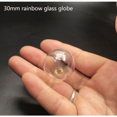 30mm Colorful Rainbow Beads Globe Glass Bubble Round Ball One Hole Diy Glass Orbs Vial Pendants Necklace Wedding Decor 100pcs