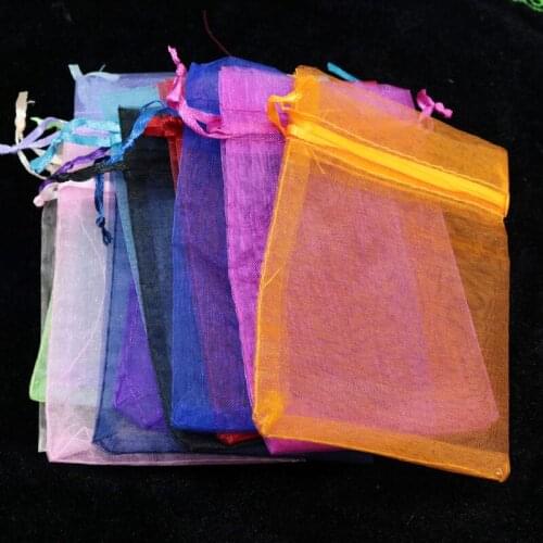 Hot Sales! 50pcs With Drawstring Colorful Organza Gift Bags 11x16cm Wedding Party Christmas Favor Gift Bags Jewerly Packaging