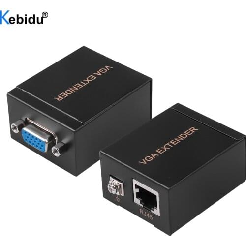 60 Meters VGA Video Audio Extender VGA To RJ45 Cat5E/Cat6 1080P Extension Adpater for PC Laptop Computer Projector