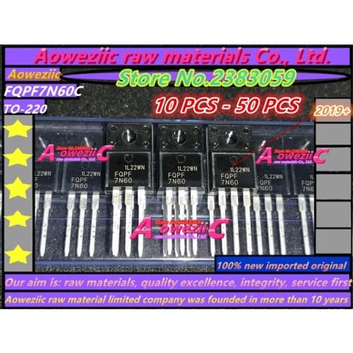 Aoweziic 2019+ 100% new imported original FQPF7N60 FQPF7N60C 7N60C 7N60 TO-220 MOS FET 7A 600V