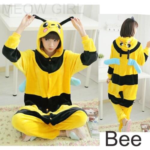 BEE - Cute Pajamas Animal Onesie Cosplay Costume Unisex Sleepwear Party Nightgown Pockets