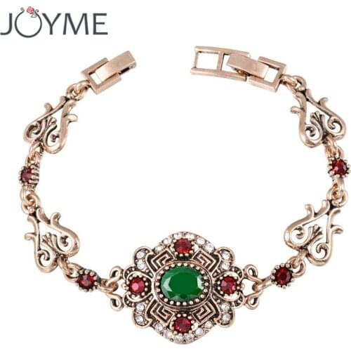 Joyme Brand Thailand Charm Bracelets For Women Vintage Gold-Color Flower Lucky Bracelet Hhomme Bijoux Discount Price