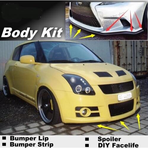 Bumper Lip Deflector Lips For Suzuki Swift Front Spoiler Skirt For Fans to Car View Tuning / Body Kit / Strip