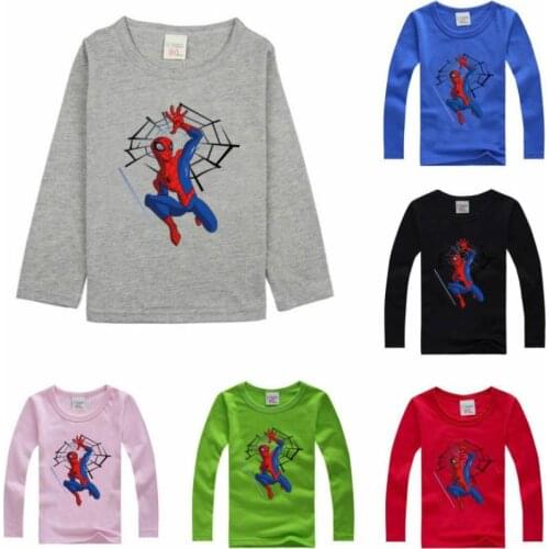 Boys Childrens Long-sleeved T-shirts Spring New Cartoon T-shirts Cotton Childrens Clothing Baby Girls Tops T-shirt Clothes
