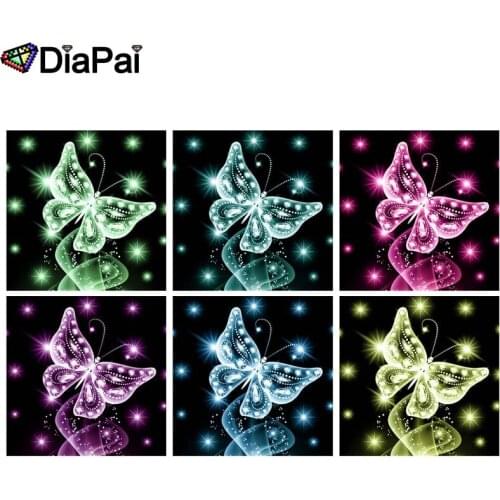 DIAPAI 5D DIY Diamond Painting Full Square/Round Drill "Glowing butterfly" 3D Embroidery Cross Stitch 5D Decor Gift