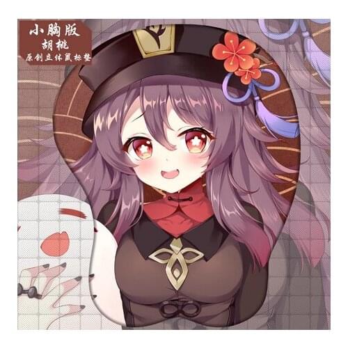 Game Genshin Impact Hu Tao Cosplay Chest Gel 3D Mouse Pad Anime Gaming Mouse Mat Wrist Rest Non-slip Desk Playmat Otaku Gift
