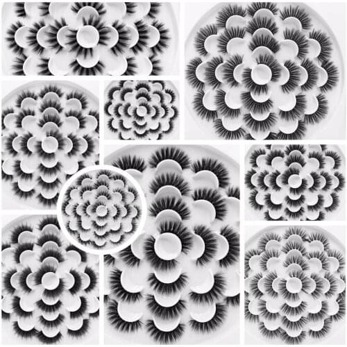 ISEEN 5/13 Pairs 3D Faux Mink Lashes Fluffy Soft Wispy Natural Long 15mm False Eyelashes Makeup Curly Lashes Wholesale Lashes