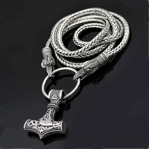 KDG Western Cowboy Pendant Rope Odin Crows Hammer Amulet Mens Necklace goth mens hip hop