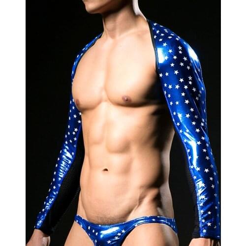 Sexy Faux Leather Man Sexy Brand Fitness Crop Tank Tops Gay Male Funny Compression Half Ves tNew Arrival Summer Style