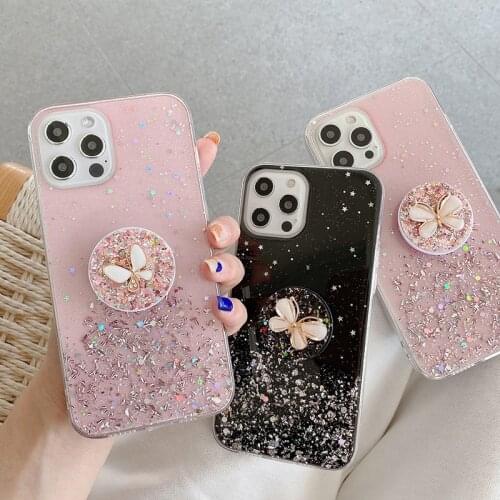 Summer Bling cute Ring stand support soft silicon Phone Case For apple iPhone 12 Pro Max 7 8 Plus X XS XR 11 MiNi SE 2 6 Cover