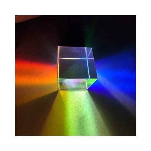 32MM Prism Six-Sided Bright Light Combine Cube Prism Stained Glass Beam Splitting Prism Optical Experiment Instrument