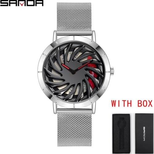 Hot Sell Men Quartz Watch 360 Rotating Car Wheel Dial Clock Fashion Mesh belt Waterproof Rim Hub Wristwatch Relogio Masculino
