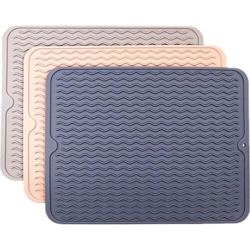 New Pad Table Tray Non-Slip Heat Resistant Home Silicone Kitchen Utensils Thickened Rectangle Drying Dishes Drain Mat Foldable