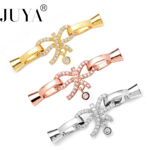 New Fashion Jewelry Bijoux Zircon Bowknot Charms Pendants For Bracelets Wholesale Copper Micro Pave Clasps Charms Diy Berloques