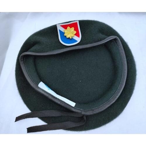 New Us Army 11th Special Forces Group Wool Green Beret & MAJOR EPAULETTE DEVICE BADGE INSIGNIA Military Hat