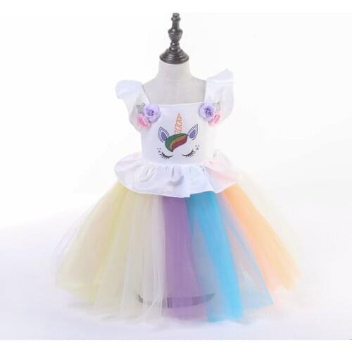 Princess Dress Clothing Girls Ball gown Unicorn Dress Tutu Kids Childrens Birthday Party Fancy Vestidos Menina