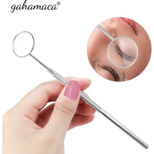 GAHAMACA Eyelash Extension Grafting Mirror Stainless Steel Handle Mouth Oral Teeth Care Eyelashes Makeup Tool