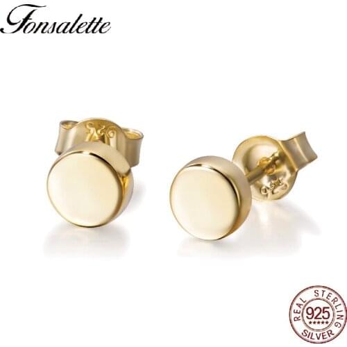 Wholesale 925 Sterling Silver Stud Ear Tiny Dot peas bean Male&woman Earrings Temperament Disc Stud Earrings 7MM Jewelry