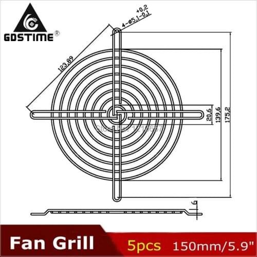 5 Pieces LOT Gdstime Fan Protection Net Grill 15CM 150mm Fan Iron Mesh Computer Case Fan Safety Net