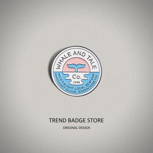 Circular English Letter Insignia Beautiful Whale Tail Calls For Love Of Sea Animals Brooch Enamel Label Pins Shirt Badge