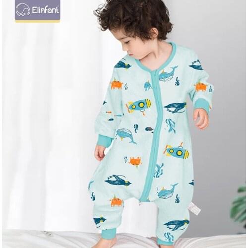 Elinfant 100% cotton newborn baby split legs long sleeve spring autumn baby sleeping bag