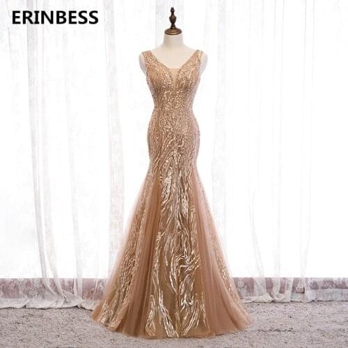 Vestido De Festa Longo Long Prom Dresses Sexy V-neck Khaki Mermaid Prom Dress Vestidos Robe De Soiree Party Formal Dress 2020