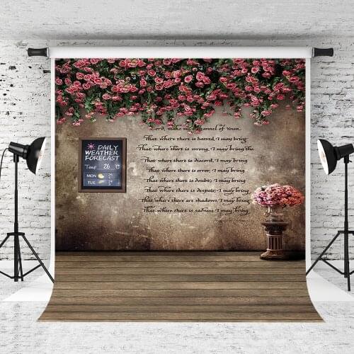 VinylBDS 10x10ft Retro Brick Wall Photo Background Flower Wedding Fotostudio Hintergrund Children Backgrounds For Photo