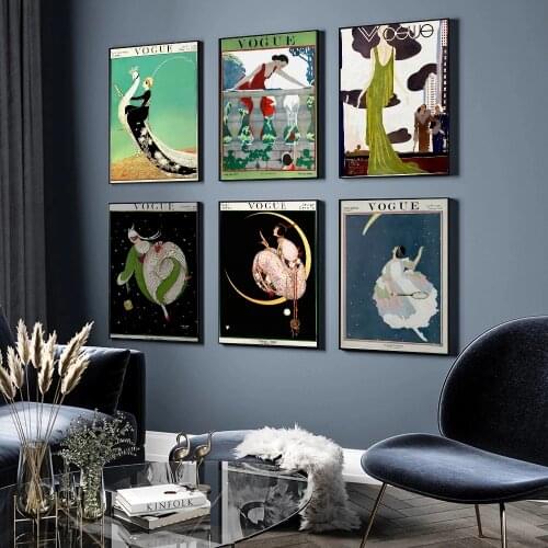 Vintage Poster Nordic Poster Modern Art VOGUE Cover Vintage Magazine Painting Fashion Wall Art Wall Pictures Home Decor