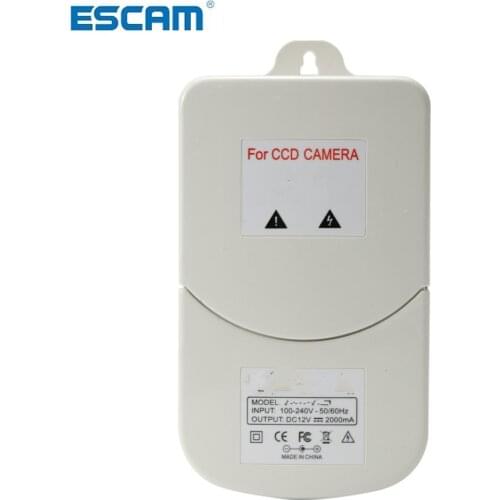 ESCAM AC100-240V Professional waterproof surveillance camera power supply DC12V 2000mA ourdoor camera power adapter