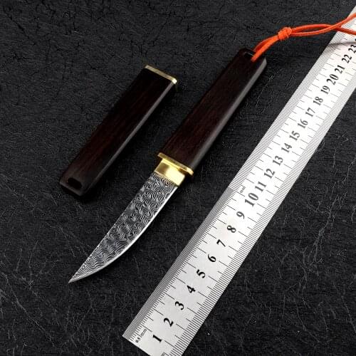 High hardness VG10 Damascus steel fixed blade EDC camping practical hunting self-defense tactical tool fruit straight knife