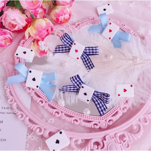 Cute Lolita Bow Hairpin Playing Card Headwear Women Hair Accessories Side Clip D584