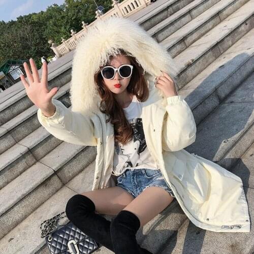 White duck down, jacket for women, big fur collar, winter womens coat, Korean down jacket, warm parka 71108