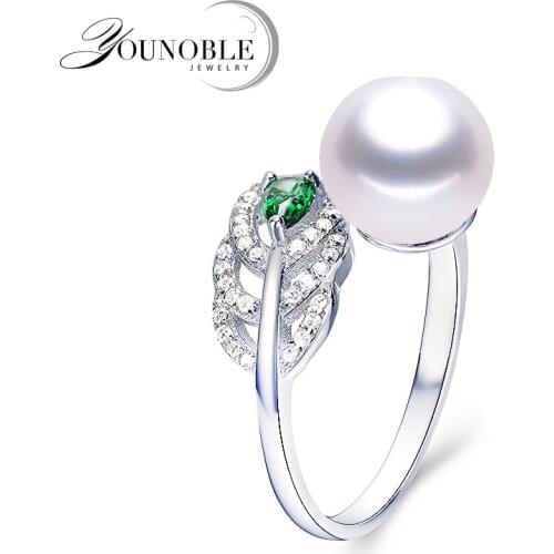 Real Natural Freshwater Pearl Wedding Ring Fashion 925 Sterling Silver Women Engagement Zircon Ring Elegant Jewelry Gifts
