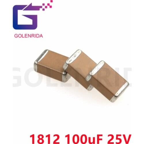10pcs 1812 4532 100uF 25V X7R 10% SMD Thick Film Chip Multilayer Ceramic Capacitor