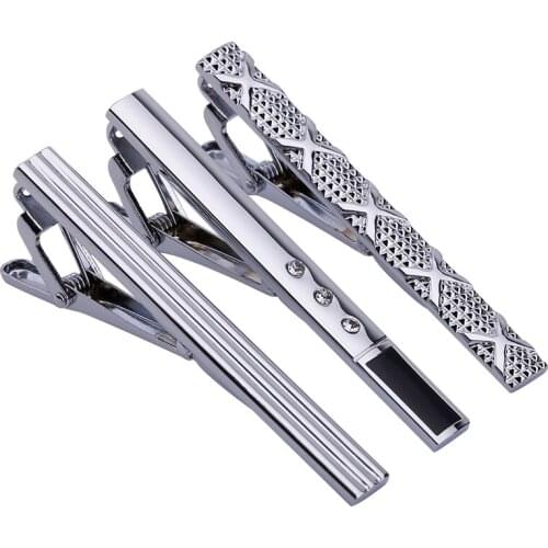 3pcs Mixed Mens Stainless Steel Fashion Luxury Classic Exquisite Necktie Tie Clips Bars Set for Regular Ties, LDJ00402