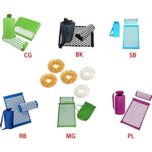 Acupressure Cushion Yoga Mat Pillow Lotus Massager Set with Finger Rings for Full Body Legs Back Neck Trigger Point Therapy