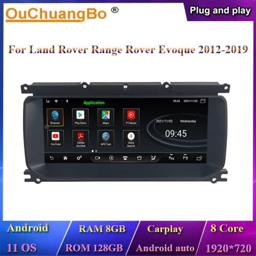 Ouchuangbo 120.25 inch Android 10 Car Radio GPS For Land Rover Range Rover Evoque 2012-2019 With 128GB Carplay