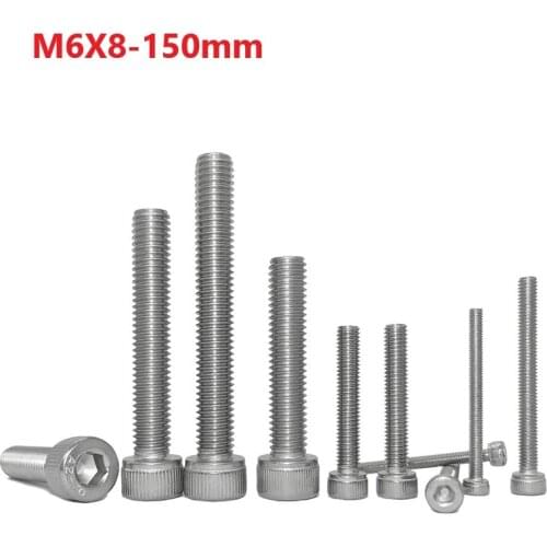 M6 Hex Socket Bolts 304Stainless Steel Extend Screws 6mm X 8 10 30 35 40 45 50 55 75 80 85 90 95 100 110 120 130 140 150 160mm