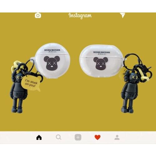 For Huawei Freebuds Pro Cover Freebuds3 4 4i Transparent Wireless Bluetooth Headset Shell Fashion Brand Accessories Keychain
