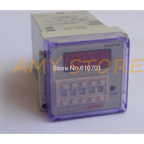 220VAC digital preset counter relay 1-999900 LED display 8 pin panel installed DH48J SPDT with socket